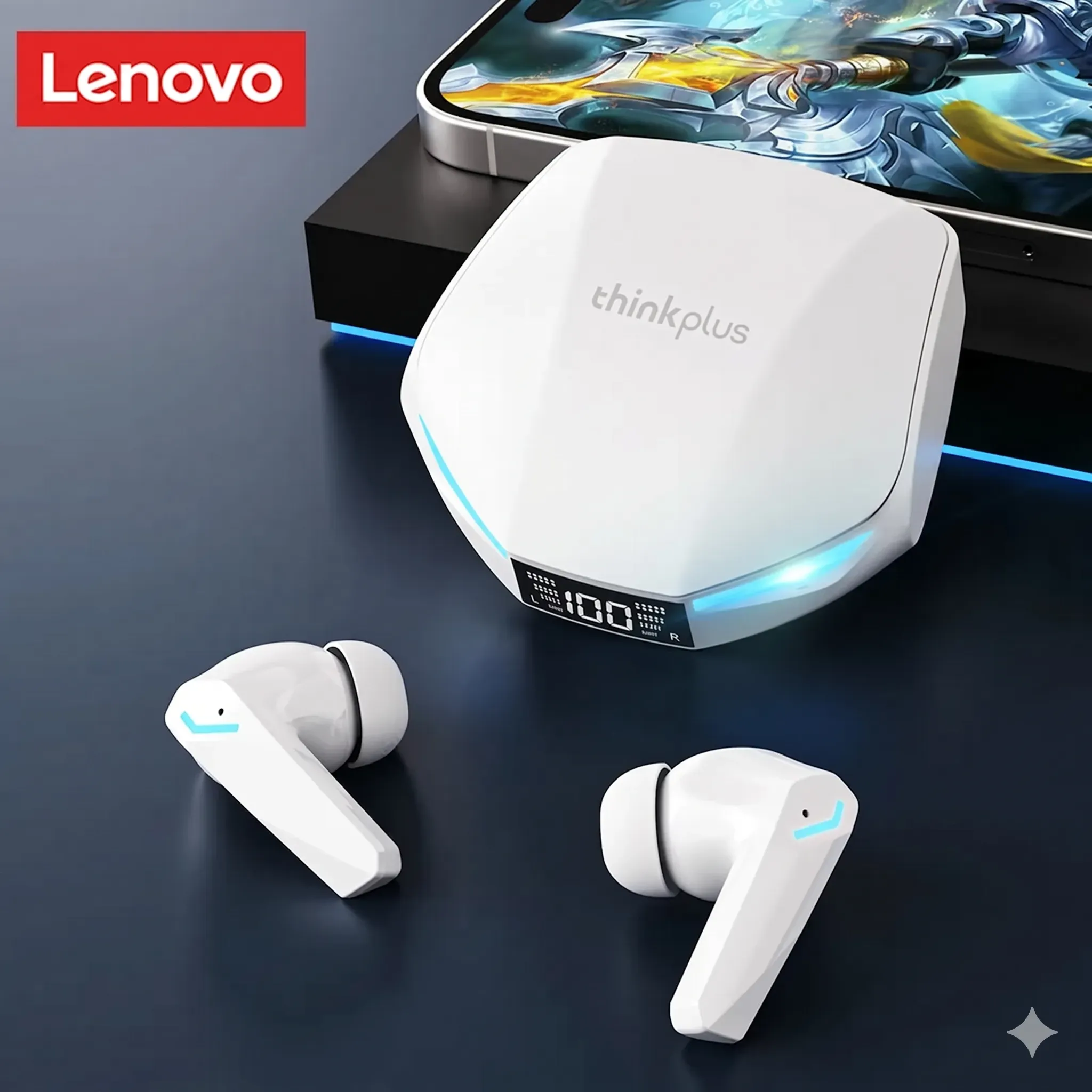 Lenovo XT53 Wireless Kopfhörer Weiß – Bluetooth 5.4 Gaming Headset