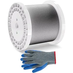 VEVOR Stahlseil Drahtseil Seil Draht Rostfrei Ф6,35mmx76,2m 31,1kN  7x19 Stränge