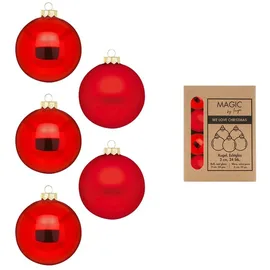 INGE-GLAS Weihnachtskugeln 3cm Glas Christbaumkugeln Weihnachtsbaumkugeln rot