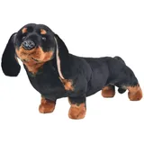 vidaXL Plüschtier Hund Dackel Stehend Plüsch Schwarz XXL
