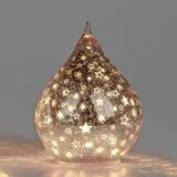 Formano Deko-Tropfen Rose-Gold Sterne LED-Licht Glas Crackle formano Weihnachtskugeln