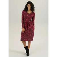 Aniston SELECTED Jerseykleid, mit taillenbetonendem, gerafften Bund, Gr. 46 - N-Gr, braun-dunkelrot-fuchsia, , 83351633-46 N-Gr