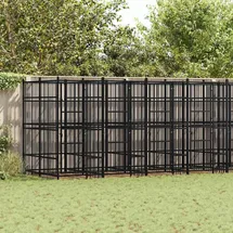 vidaXL Outdoor-Hundezwinger 14,75 m2 Stahl Schwarz