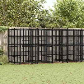 vidaXL Outdoor-Hundezwinger 14,75 m2 Stahl Schwarz