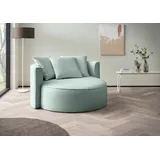 LeGer Home by Lena Gercke XXL-Sessel Isalie Samt 153 x 98 x 145 cm Grün mit Hocker und Zierkissen