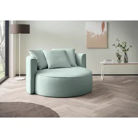 LeGer Home by Lena Gercke XXL-Sessel Isalie Samt 153 x 98 x 145 cm Grün mit Hocker und Zierkissen