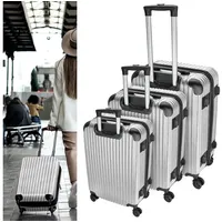 Cepewa Kofferset Reisekoffer Set silber 20/24/28 Zoll ABS Teleskopstange