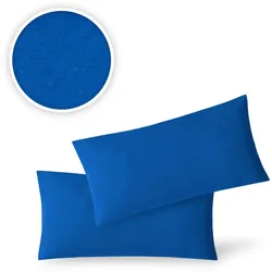 EXKLUSIV HEIMTEXTIL Kissenhülle Kissenbezug Doppelpack mit Reißverschluss  hochwertige Jersey Qualität Royalblau 40 x 80 cm