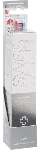 Swissdent Pflege Sets Gentle Combo Pack Gentle Whitening Toothpaste For Sensitive Teeth RDA 25 50 ml + Profi Gentle Zahnbürste Hellblau/Hellpink