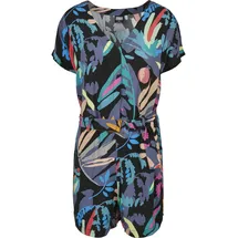 URBAN CLASSICS Damen Ladies Short Viscose Belt Jumpsuit blackfruity, XS - XS