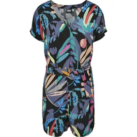 URBAN CLASSICS Damen Ladies Short Viscose Belt Jumpsuit blackfruity, XS - XS