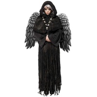 Metamorph Kostüm Schwarzer Engel Kostüm für Frauen, Opulentes, hochwertiges Kostüm eines dunklen Todesengels schwarz S-M