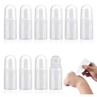 Xbessc 10 Stück 50ml Nachfüllbare Roll On Flasche Leer Deoroller zum Befüllen Kunststoff Rollerball Flaschen Weiß Leere Deo Behälter für Ätherische Öle Parfüm Hautpflegeprodukte Massagen Hautpflegepro