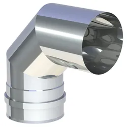 Jeremias PELLET-LINE Winkel 90° mit FU-Muffe inkl. Dichtung (Geräteanschluss) Edelstahl unlackiert Ø 80 mm