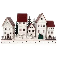 Hti-Living Weihnachtshäuser mit spielenden Kindern LED Winterdeko - 2