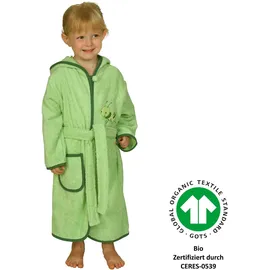 Wörner Kinderbademantel WÖRNER "Grashüpfer hellgrün" Gr. 86, hellgrün, L:60cm, Frottier, Hausmäntel, Biobaumwolle, mit Stickerei, mit Tasche