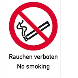Aufkleber Rauchen verboten No smoking ISO 7010, Kombischild, Folie, 210x297 mm