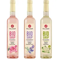Bio Blütensirup Set, Lavendelblüte, Rosenblüte, Holunderblüte, Vegan, 3 x 500...