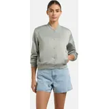 khujo Damen Bomberjacke mit Druckknopfleiste kurze Übergangsjacke im Collegejacken-Style Tami Cloud Green Gr. M (38), grau grün), Obermaterial: 97% Polyester, 3% Elasthan.