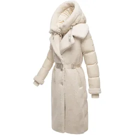 Navahoo Damen Langer Materialmix-Wintermantel warmer Plüschmantel aus angesagtem Materialmix und herausnehmbarem Einsatz mit Kapuze Kuscheltraum 14 Offwhite Gr. XXL (44), weiß, Obermaterial 1: 100% Polyester. Obermaterial 2: 100% Nylon.