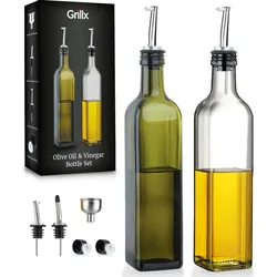 GrillX Olivenöl- und Essigflasche mit Ausgießer 500ml Inklusive Zubehör