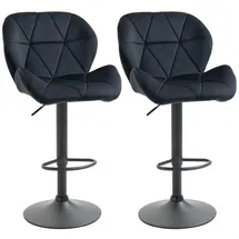 Homcom Barhocker Samt Touch schwarz 2er Set