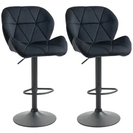 Homcom Barhocker Samt Touch schwarz 2er Set