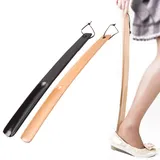 2Pcs Schuhlöffel Holz 38cm - Buchenholz Schuhloffel Lang für Mann, Frauen, Kinder und Senioren