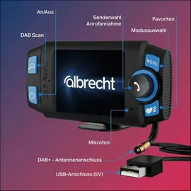 Albrecht DR 55 Mini DAB+ Empfänger Bluetooth Musikstreaming, Freisprechfunktion