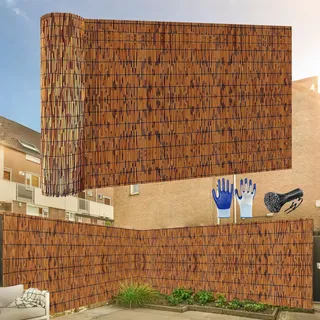 Schilfmatten Sichtschutz Schilfrohrmatte Bambuszaun Schilf 40 50 60 80 100 120 150 160 180cm Windschutz Sonnenschutz Für Indoor, Outdoor, Balkon, Terrasse, Garten(braune)