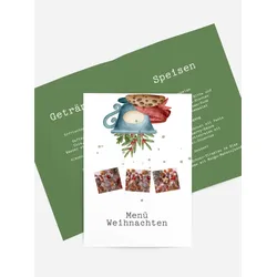 Menükarten Weihnachten selbst gestalten mit Spruch und Fotos im Onlinedesigner bei Meine-Kartenmanufaktur.de