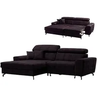 Roller Ecksofa - aubergine - Samt - mit Liegefunktion - Recamiere links