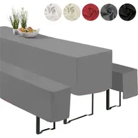 heimtexland ® Hussen Set 3-teilig Bierzeltgarnitur 1x Tischhusse Biertisch 2x Bankhusse Bierbank Tischdeko Typ860 Anthrazit 70x220 cm - Grau