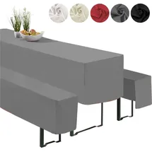 heimtexland ® Hussen Set 3-teilig Bierzeltgarnitur 1x Tischhusse Biertisch 2x Bankhusse Bierbank Tischdeko Typ860 Anthrazit 70x220 cm - Grau
