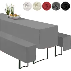 heimtexland ® Hussen Set 3-teilig Bierzeltgarnitur 1x Tischhusse Biertisch 2x Bankhusse Bierbank Tischdeko Typ860 Anthrazit 70x220 cm - Grau