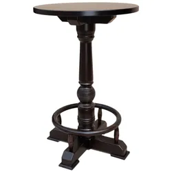 Casa Padrino Luxus Stehtisch mit Fußstütze Dunkelbraun Ø 75 x H. 110 cm - Runder Massivholz Tisch - Runder Massivholz Bartisch - Massivholz Möbel - Bar Möbel - Gastronomie Möbel