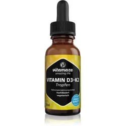 Vitamaze Vitamin D3 + K2 Tropfen für die normale Funktion des Immunsystems, gesunde Knochen und Muskelaktivität 50 ml