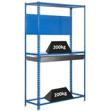 PROREGAL Reifenregal mit Arbeitsfläche und Schubfach Metal Shark No. 5 | HxBxT 200x120x40cm | 6 Reifen | Blau Reifenständer Garagenregal