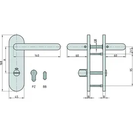 BASI 7304-0108 Kurzschild-Drücker-Garnitur