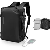 Vevor Vakuum-Rucksack, 65 L, erweiterbarer Vakuumkompressions-Reiserucksack, mit TSA-zugelassenem Schloss, mehreren Taschenfächern, wasserabweisendem Handgepäck, ohne Pumpe, Schwarz