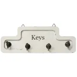 Moritz Schlüsselbrett 24x8,5cm Keys 4 Haken weiß, Schlüsselboard beige|weiß