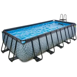EXIT Framepool 540 x 250 x 122 cm – Rechteckiger Stahlrahmenpool mit Sandfilterpumpe und Sicherheitsleiter (3-tlg. Set)