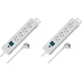 Brennenstuhl Premium-Line, Steckdosenleiste 4-Fach (Steckerleiste mit Schalter und 1,8m Kabel - 45° Winkel der Schutzkontakt-Steckdosen, Made in Germany) weiß (Packung mit 2)