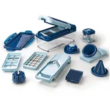 Genius Gemüseschneider Zerkleiner Nicer Dicer Fusion Smart Gemüsehobel manuell, Julietti Spiralschneider für Juliennes, Würfel blau