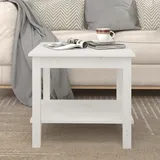 ZQQLVOO Couchtisch Weiß 50x50x45 cm Massivholz Kiefer, Sofatisch, Sofa Beistelltisch, Kaffeetisch für Kaffee und Laptop, Couch Tisch Sofa für Wohnzimme, Betttisch für Schlafzimmer