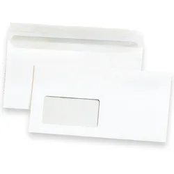 TATMOTIVE Briefumschläge DIN lang Mit Fenster (1000 Stück) Mit Haftklebestreifen (kein Austrocknen - bis 5 Jahre!) 220 x 110 mm, 80 g/qm