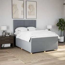 vidaXL Boxspringbett mit Matratze Hellgrau 140x200 cm Stoff