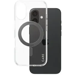 CARE by PanzerGlass® Feature Case Transparent m. Schwarz Kickstand & MagSafe iPhone 16