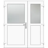 Zweiflügelige Nebeneingangstür "PAULA-M" 74 mm asymmetrisch Weiß RAL 9016 beidseitig außen öffnend DIN links