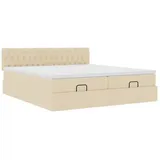 vidaXL Ottoman-Bett mit Matratzen Creme 200x200 cm Stoff